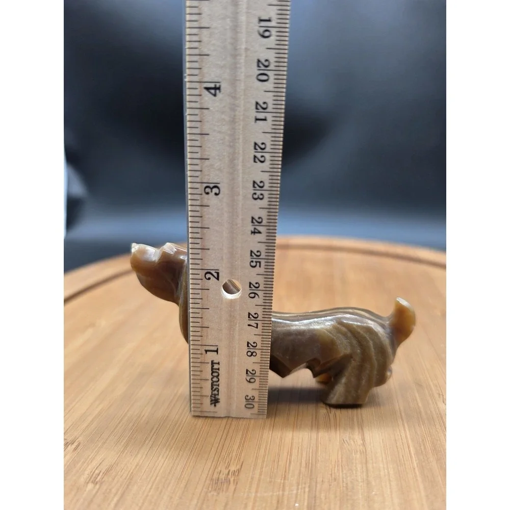 Vintage Hand Carved Onyx‎ Stone Dachshund Wiener Dog Figurine Brown Veining